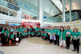 Dubai Duty Free management and staff at the 40th Anniversary celebration in Concourse B